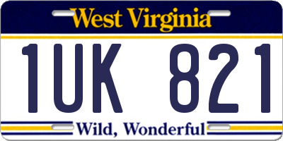 WV license plate 1UK821