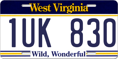 WV license plate 1UK830
