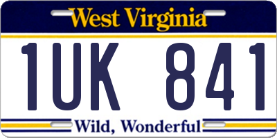 WV license plate 1UK841