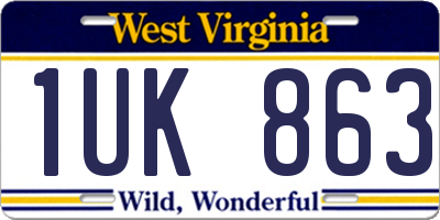 WV license plate 1UK863