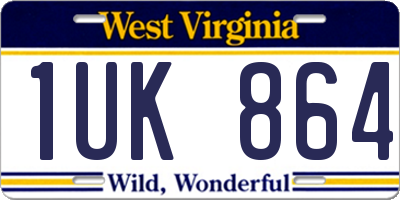WV license plate 1UK864