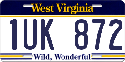 WV license plate 1UK872
