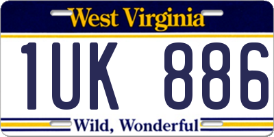 WV license plate 1UK886