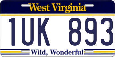 WV license plate 1UK893