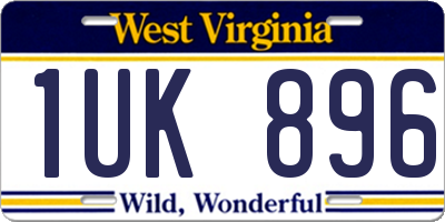 WV license plate 1UK896
