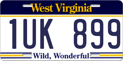 WV license plate 1UK899
