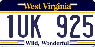 WV license plate 1UK925