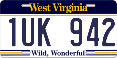 WV license plate 1UK942