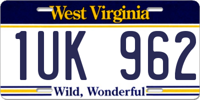 WV license plate 1UK962