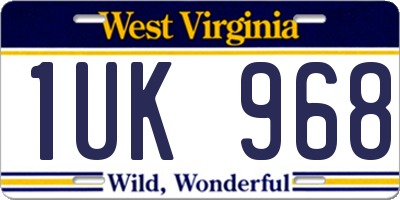 WV license plate 1UK968