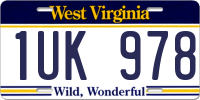 WV license plate 1UK978