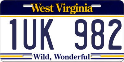 WV license plate 1UK982