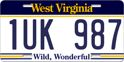 WV license plate 1UK987