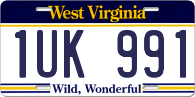 WV license plate 1UK991
