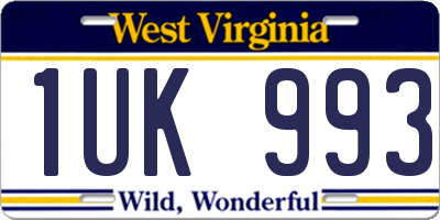 WV license plate 1UK993