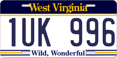 WV license plate 1UK996