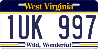 WV license plate 1UK997