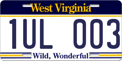 WV license plate 1UL003