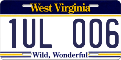 WV license plate 1UL006