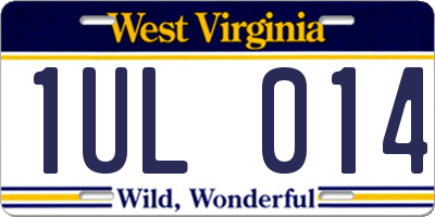 WV license plate 1UL014