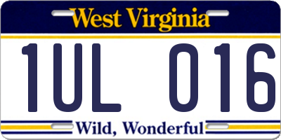 WV license plate 1UL016