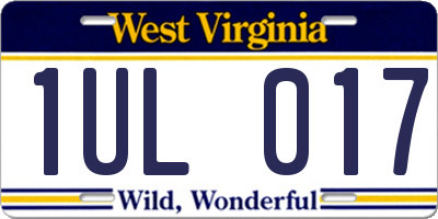 WV license plate 1UL017