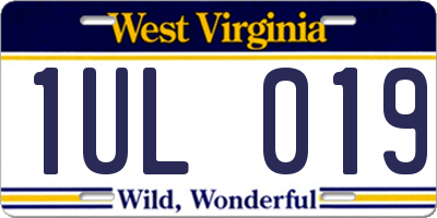 WV license plate 1UL019