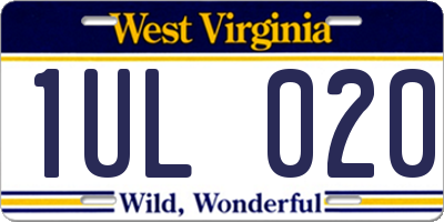 WV license plate 1UL020