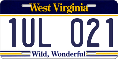 WV license plate 1UL021