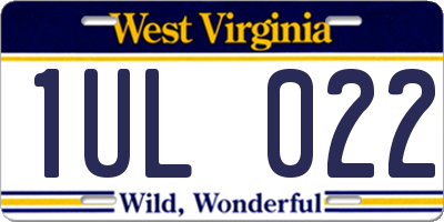 WV license plate 1UL022