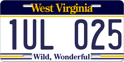 WV license plate 1UL025