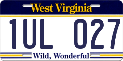 WV license plate 1UL027