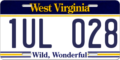 WV license plate 1UL028