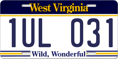 WV license plate 1UL031
