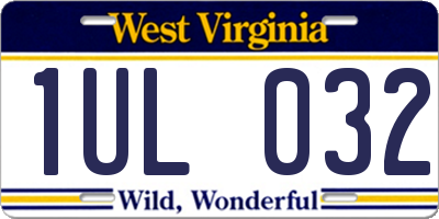 WV license plate 1UL032