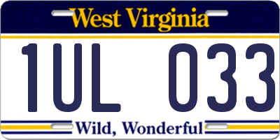 WV license plate 1UL033