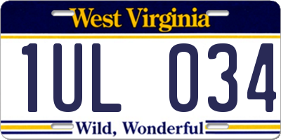 WV license plate 1UL034