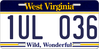 WV license plate 1UL036