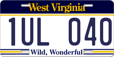 WV license plate 1UL040