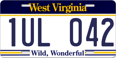 WV license plate 1UL042