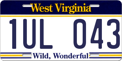 WV license plate 1UL043