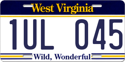 WV license plate 1UL045