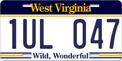 WV license plate 1UL047