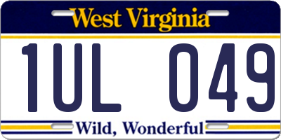 WV license plate 1UL049