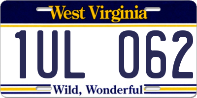 WV license plate 1UL062