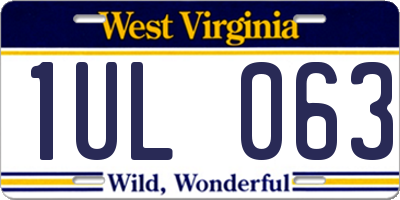 WV license plate 1UL063