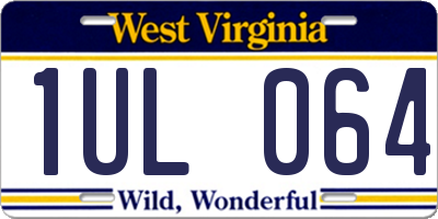 WV license plate 1UL064