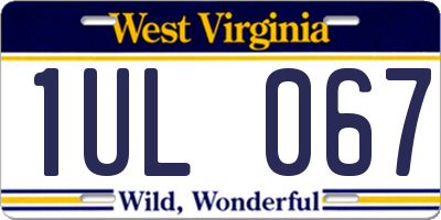WV license plate 1UL067