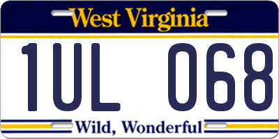 WV license plate 1UL068