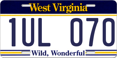 WV license plate 1UL070